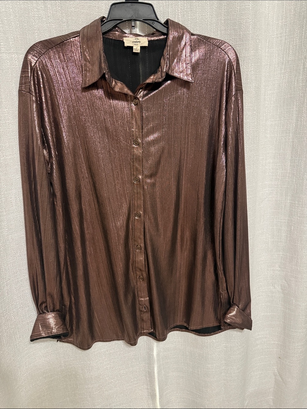 entro Metallic small Brown Long-Sleeve Button-Down Shirt